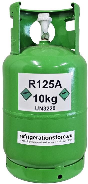 Cylindre vert de réfrigérant R125A pesant 10 kg avec étiquette